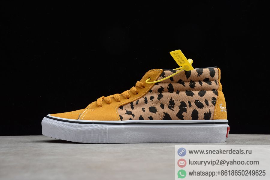 Supreme x Vans Sk8-Mid Leopard Yellow VN0A347UOPI Unisex Skate Shoes